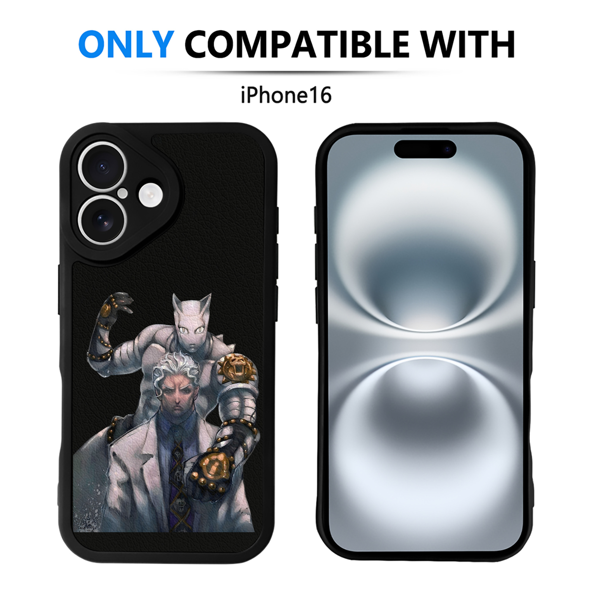 （画像用） ジョジョの奇妙な冒険 きら よしかげ JoJo's Bizarre Adventure Kira Yoshikage 【iPhone 16シリーズ対応】シリコンスマホケース（レザー調） 材質：シリコン